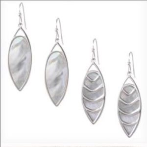 Stella & Dot silver mother of pearl earrings